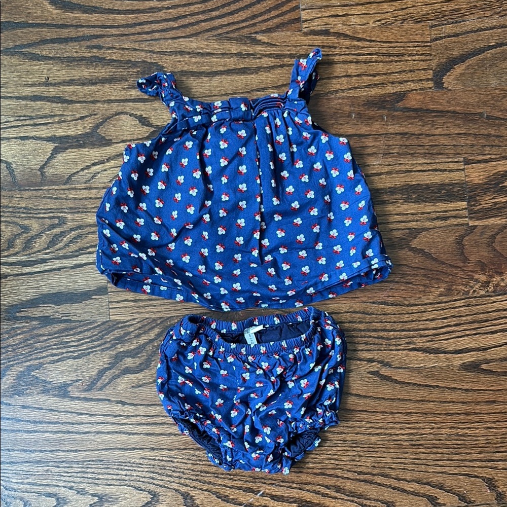Blue Floral Tank and Bloomers Set
